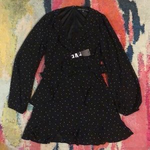Black Polka Dot Dress! V Neck Never worn
